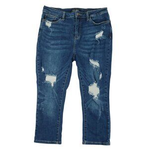 Judy Blue Capri Fit Jeans Women Size 11/30 Distressed High Rise  JB88211 Stretch